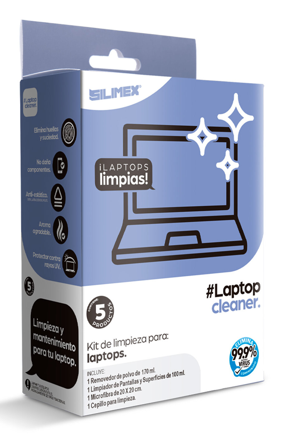 Kit Limpieza Silimex Kit Laptop Cleaner Toallita 20X20 Limpiador100Ml Removedor170Ml 750300219625