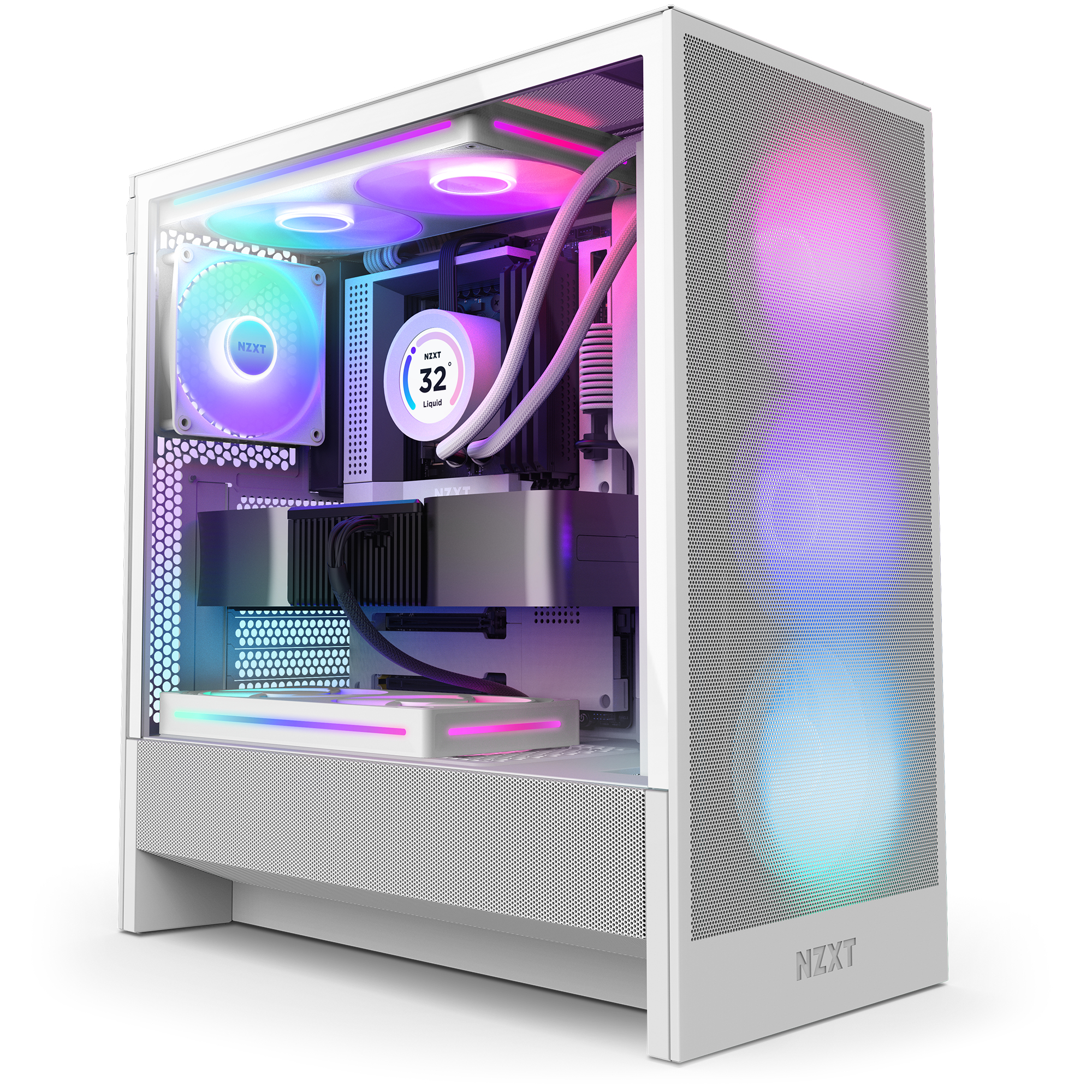 Gabinete Nzxt H5 Flow Rgb Midi Tower Atx 1Xusb3.2 1Xusb-C3.2 Blanco Alto Flujo Aire Cc-H52Fw-R1