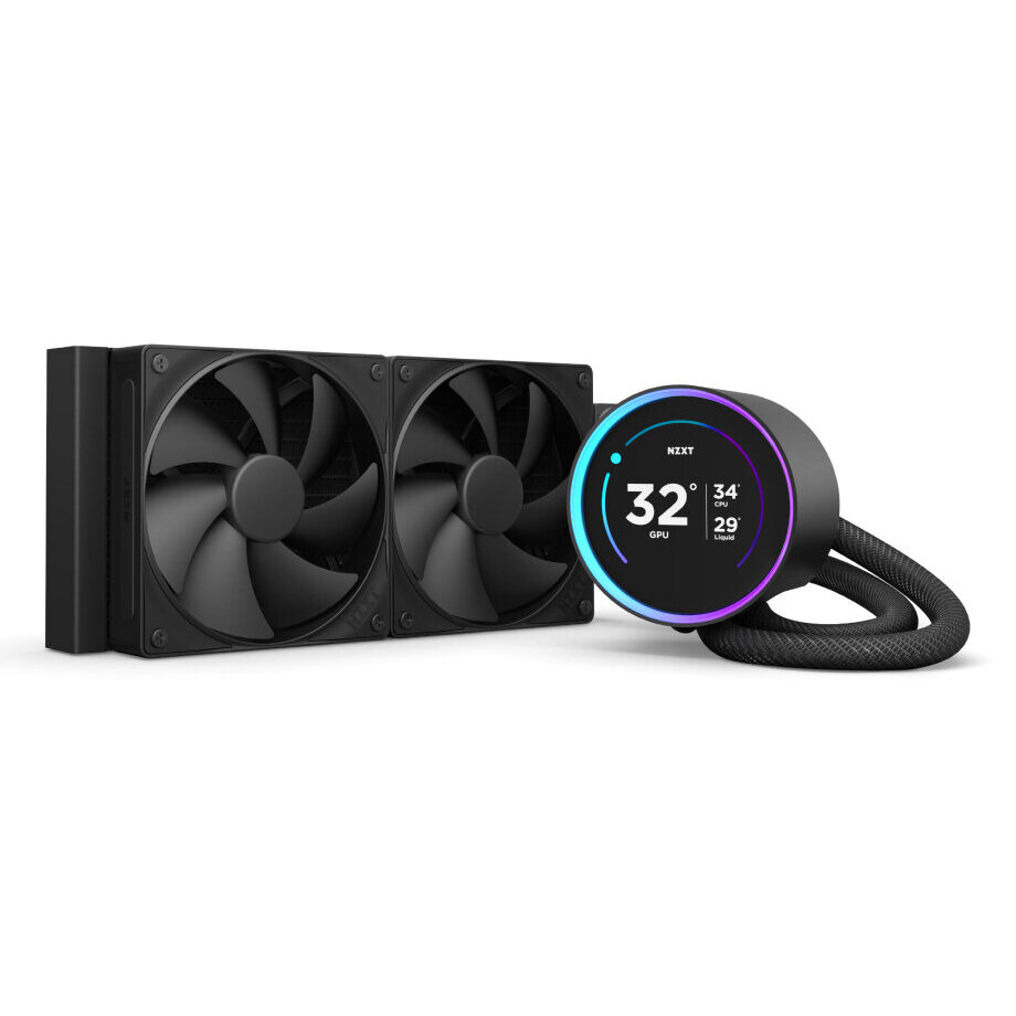 Enfriamiento Liquido Aio Nzxt Kraken Elite 240 240Mm 2X120Mm 2000Rpm Negro Pantalla Lcd Rl-Kn24E-B2