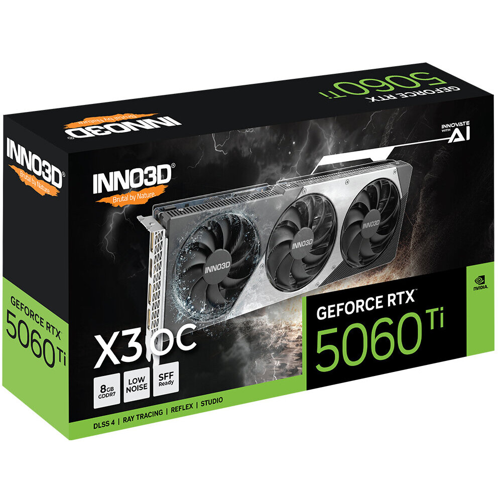 Tarjeta Grafica Inno3D Rtx 5060 Ti X3 Oc 8Gb Gddr7 3Xdp 1Xhdmi Pcie5 N506T3-08D7X-193075L