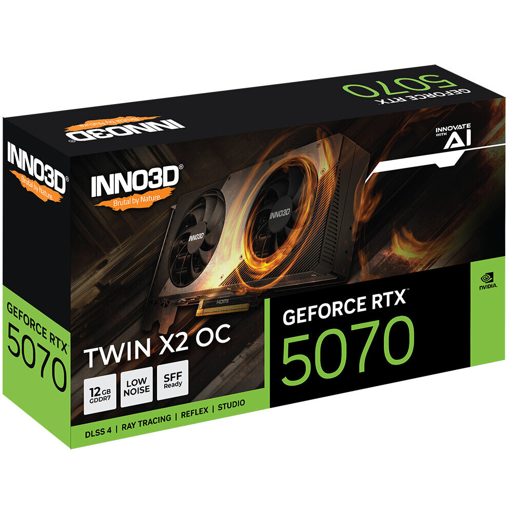 Tarjeta Grafica Inno3D Geforce Rtx 5070 Twin X2 Oc 12Gb Gddr7 3Dp 1Hdmi N50702-12D7X-195064N