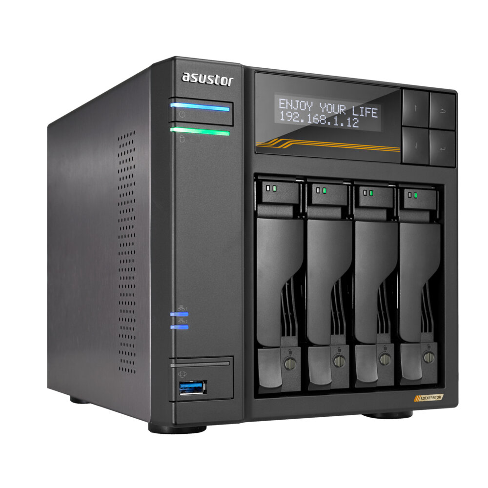 Nas Asustor Lockerstor 4 Gen3 Amd Ryzen V3C14 16Gb Ddr5 2X10Gbe 4 Bahias Max 96Tb As6804T