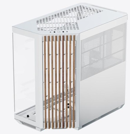 Gabinete Apnx 4711099479566 Midi Tower Atx Blanco Con Panel De Madera 4711099479566