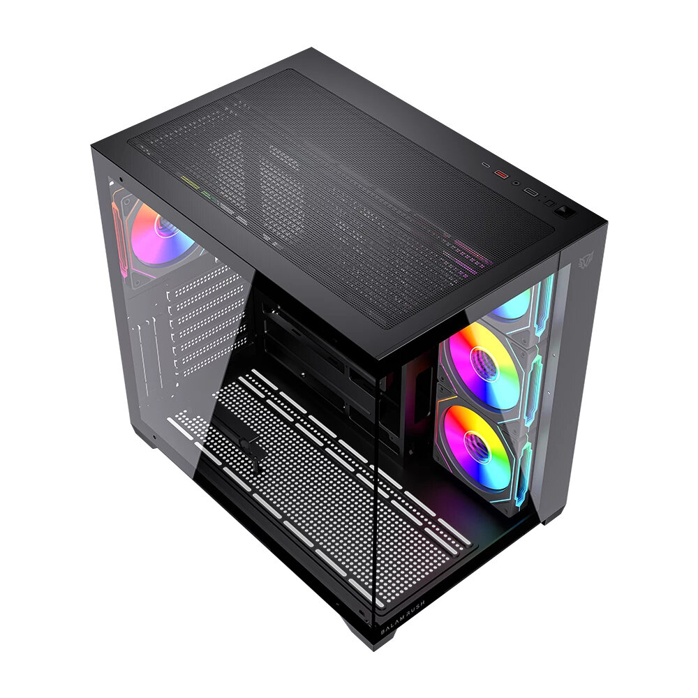 Gabinete Gamer Balam Rush Br-943833 Midi Atx Usb2/Usb3/Usb-C Negro Rgb Vidrio Templado Br-943833