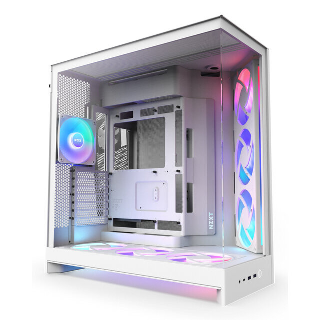 Gabinete Nzxt H9 Flow Rgb+ Midi Tower Atx/Eatx 2Xusb3.2A 1Xusb-C Blanco Malla Cm-H92Fw-P1
