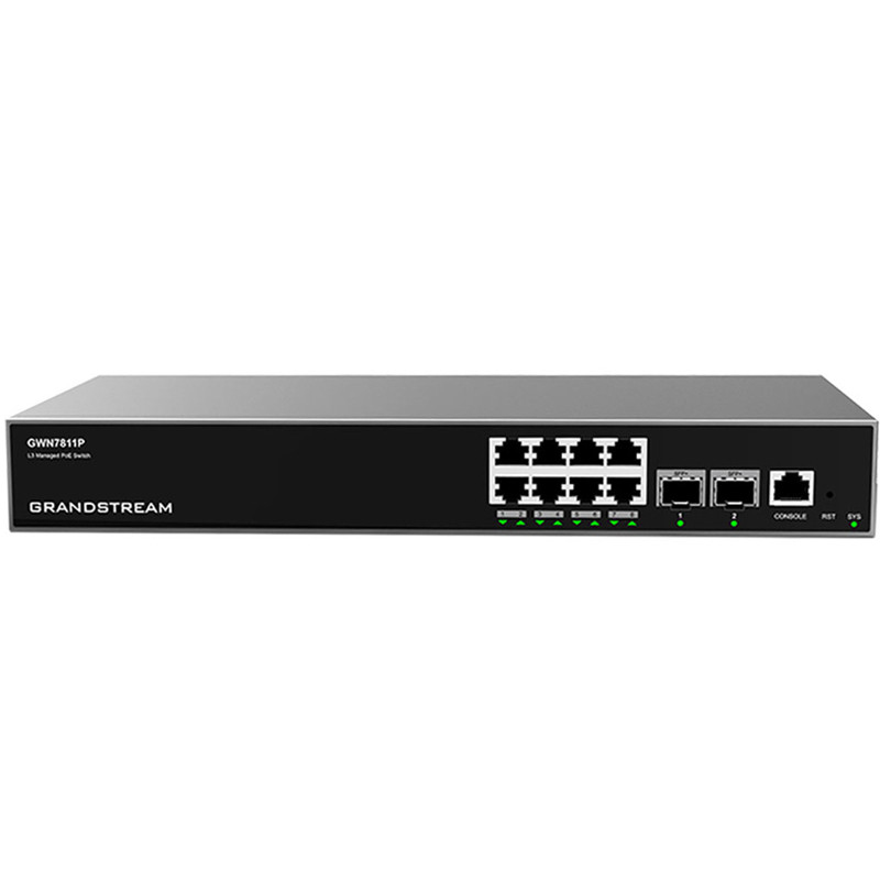 Switch Grandstream Gwn7811P Gigabit 8 Puertos Poe+ 2 Sfp L3 Gestionado Gwn7811P