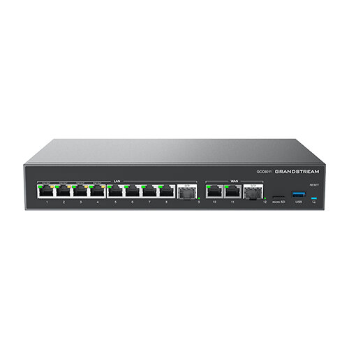 Router Grandstream Gcc6011 Gigabit 10Xgig 4Xpoe 2Xsfp 1Xusb Negro/Plata Poe Gcc6011