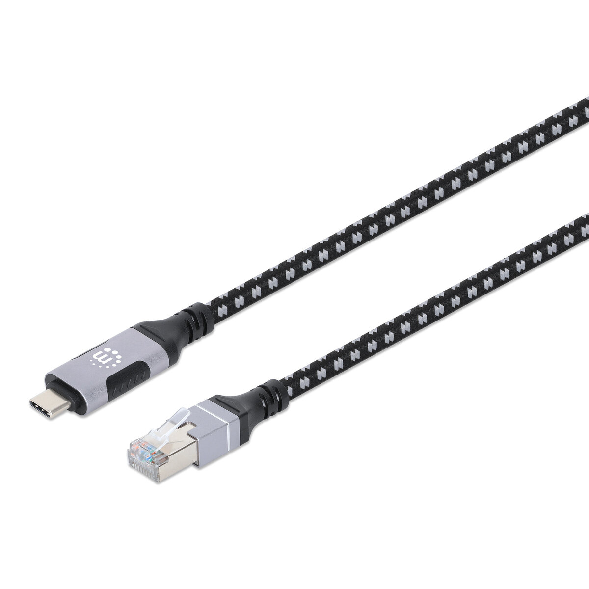 Cable Usb-C Manhattan 394826 Rj-45 Usb-C 2M Negro/Plata Cat6 1Gbps 394826