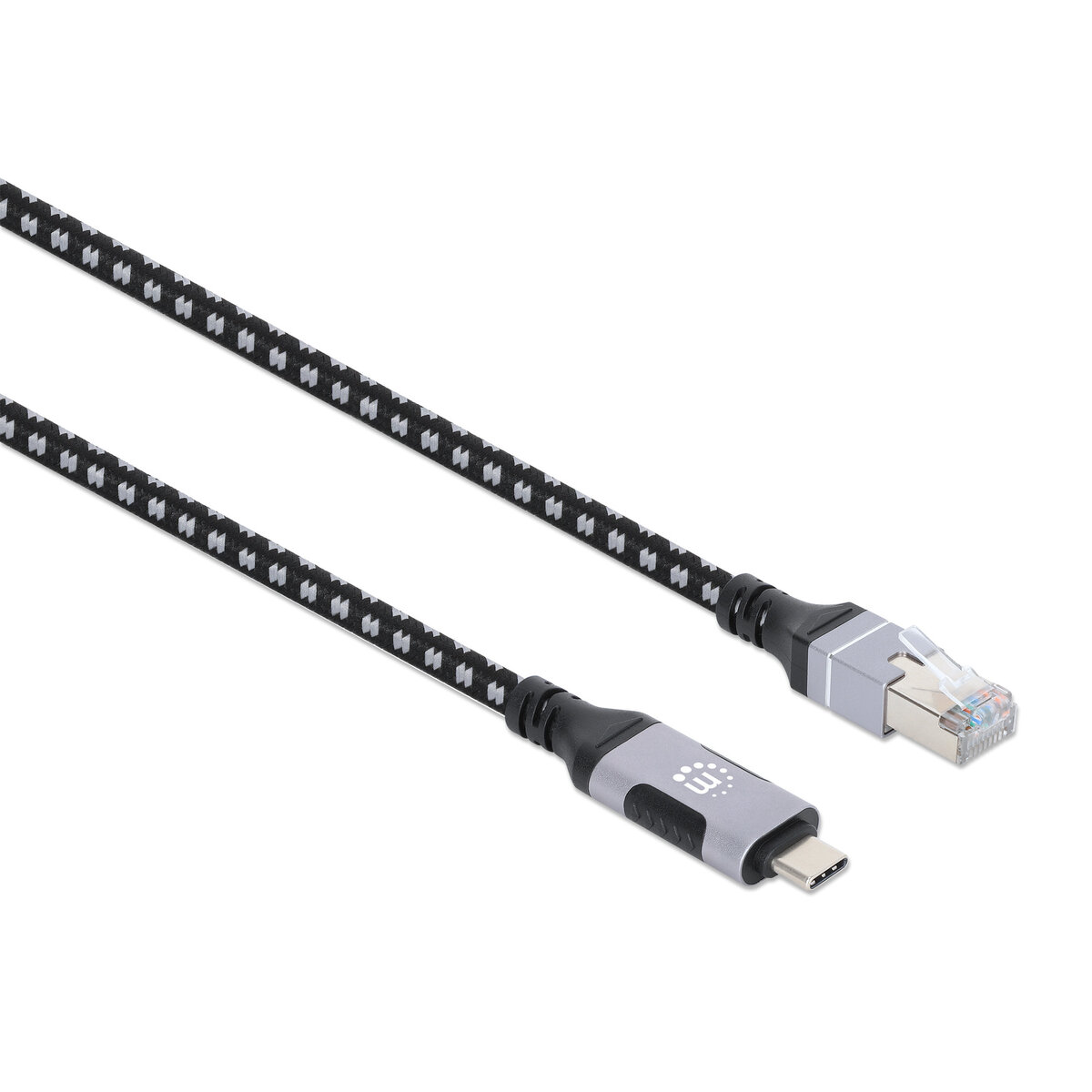 Cable Usb-C Manhattan 394826 Rj-45 Usb-C 2M Negro/Plata Cat6 1Gbps 394826