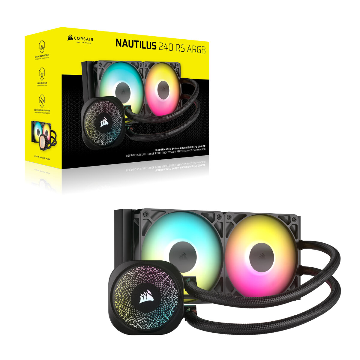 Enfriamiento Líquido Aio Corsair Nautilus 240 Rs 240Mm 2X120Mm 2100Rpm Negro Argb Cw-9060092-Ww