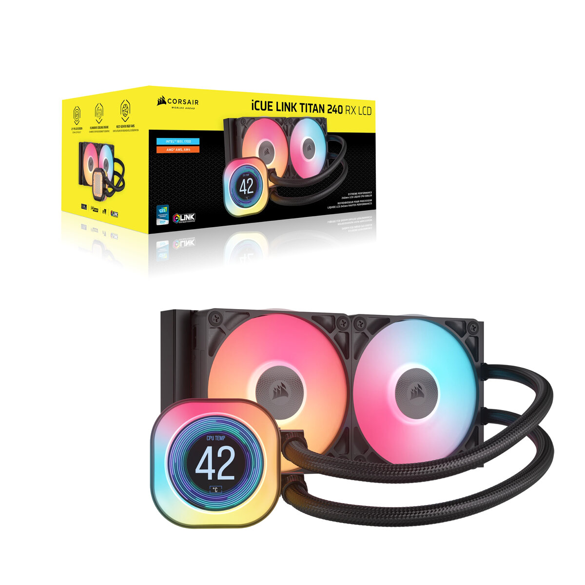Enfr.Liq.Aio Corsair Icue Titan 240 Rx Lcd 240Mm 2V 2100Rpm Negro Lcd Cw-9061022-Ww
