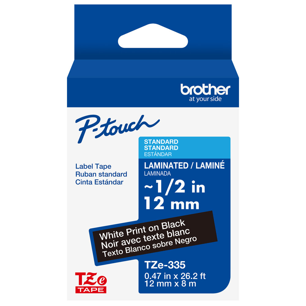 Cinta Laminada Brother Tze335G Blanco Sobre Negro 12Mm 8M