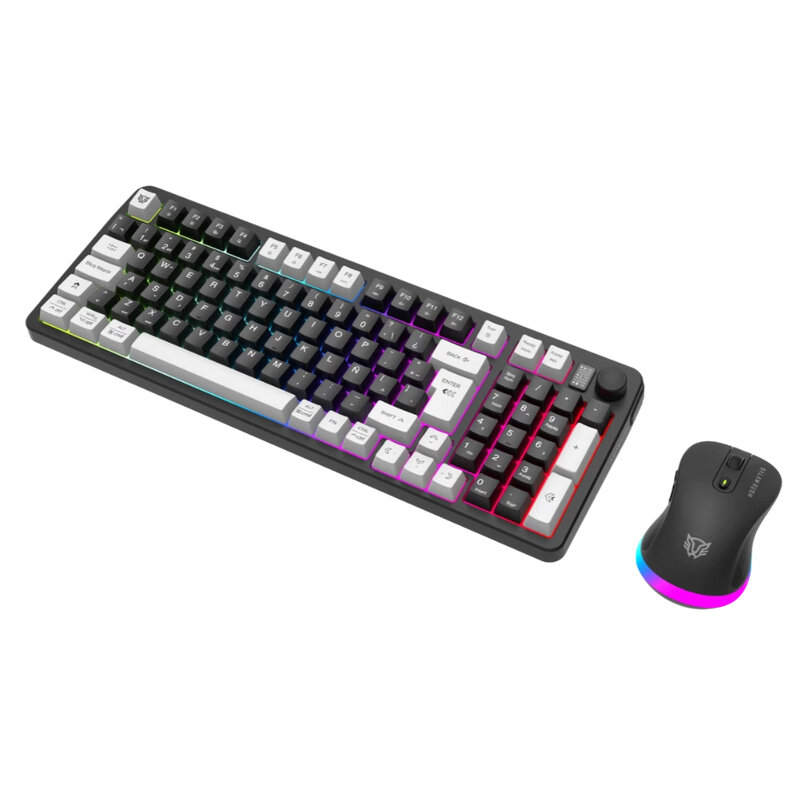Kit Teclado Y Mouse Balam Rush Squad Conquest Pro Kg525 Usb+Rf+Bt Tenkeyless Led Rgb Br-940429