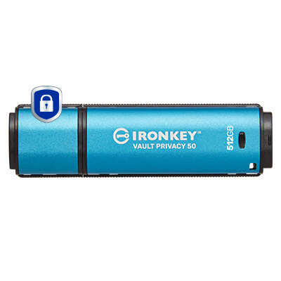 Memoria Usb Kingston Ironkey Vault Privacy 50 512Gb Lectura 310Mb/S Azul Ikvp50/512Gb