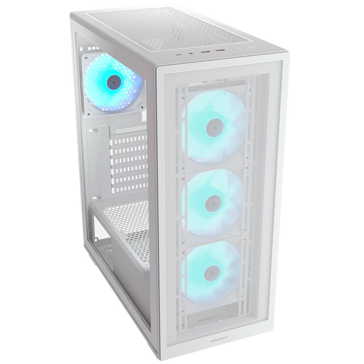 Gabinete Gamer Cougar Mx220 Midi Atx 2Xusb-A 1Xusb-C Blanco Rgb Cristal Templado 382Ac80.0002
