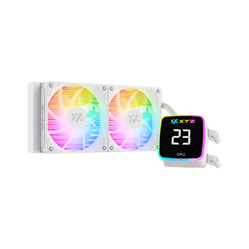 Enfriamiento Líquido Xyz Aquapulse 240Mm 2X120Mm 2500Rpm Blanco Pantalla Digital X-Wc-Aqua-240W