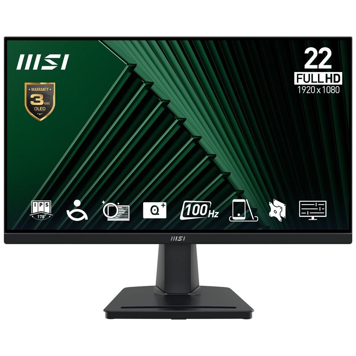 Monitor Sin Marco Msi Pro Mp225V 21.4" 1920X1080 Full Hd 4Ms 100Hz Hdmi Negro Pro Mp225V