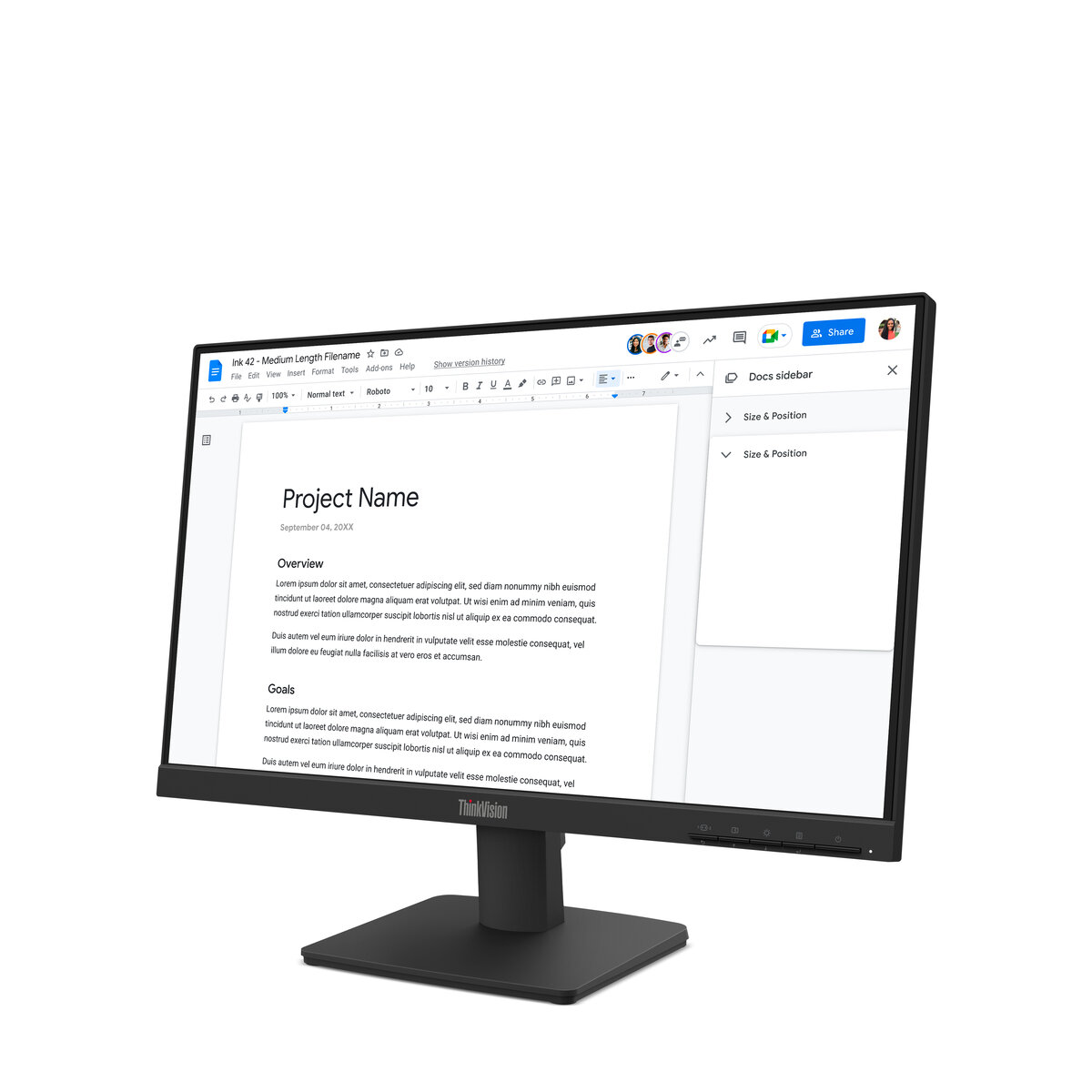 Monitor Plano Lenovo Thinkvision S22-4E 21.5" 1920X1080 Fhd 6Ms 100Hz Hdmi Vga Negro Ips 64Cbkar6La