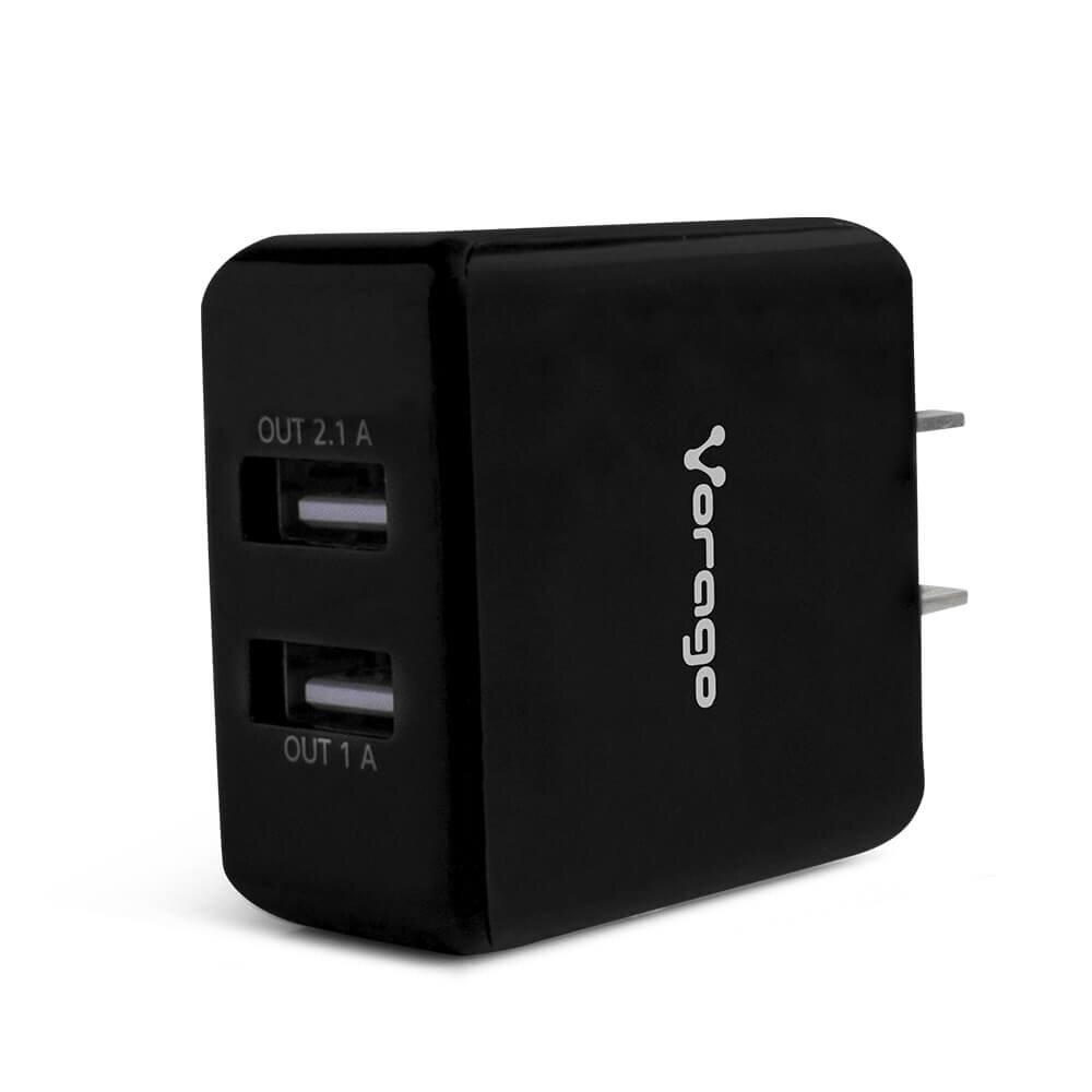 Cargador De Pared Vorago 5V 2.1A Ac Negro 2 Puertos Usb Au-106-Bk