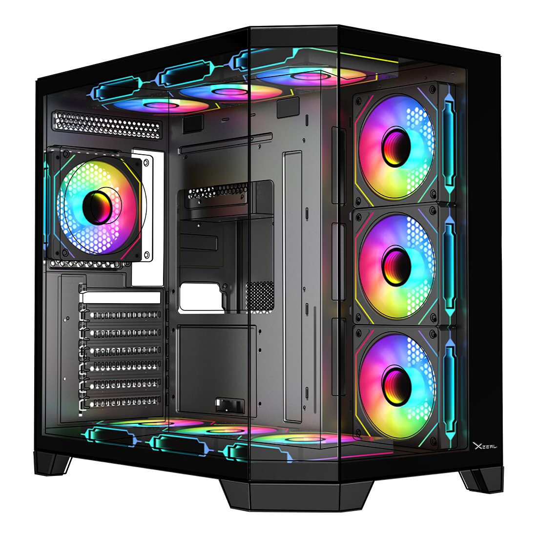 Gabinete Gamer Xzeal Xz150 Midi Tower Atx 2Xusb2.0 1Xusb3.2 Negro Argb Ventana Lateral Xzgaxt1B