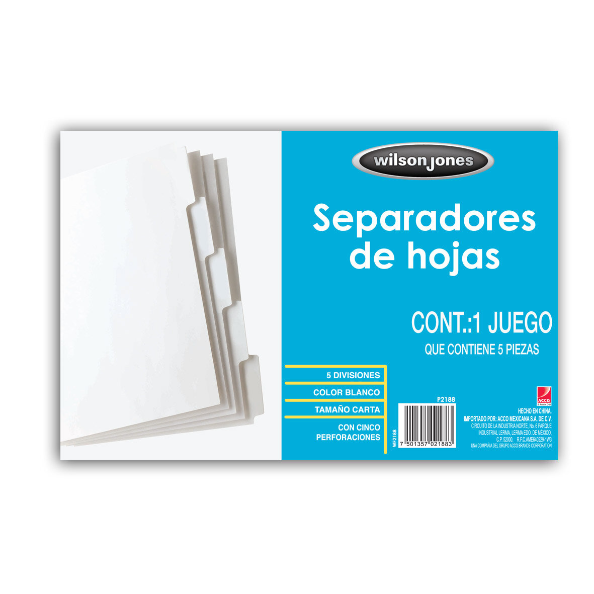 Separador Acco 8 Divisiones Papel Blanco Articulos Escolar Y Oficina