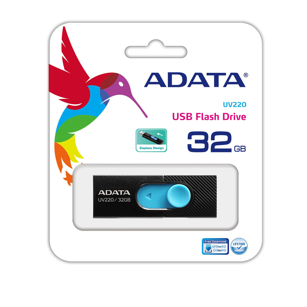 Memoria Flash Adata Uv220 32Gb Usb2.0 Negro/Azul Auv220-32G-Rbkbl