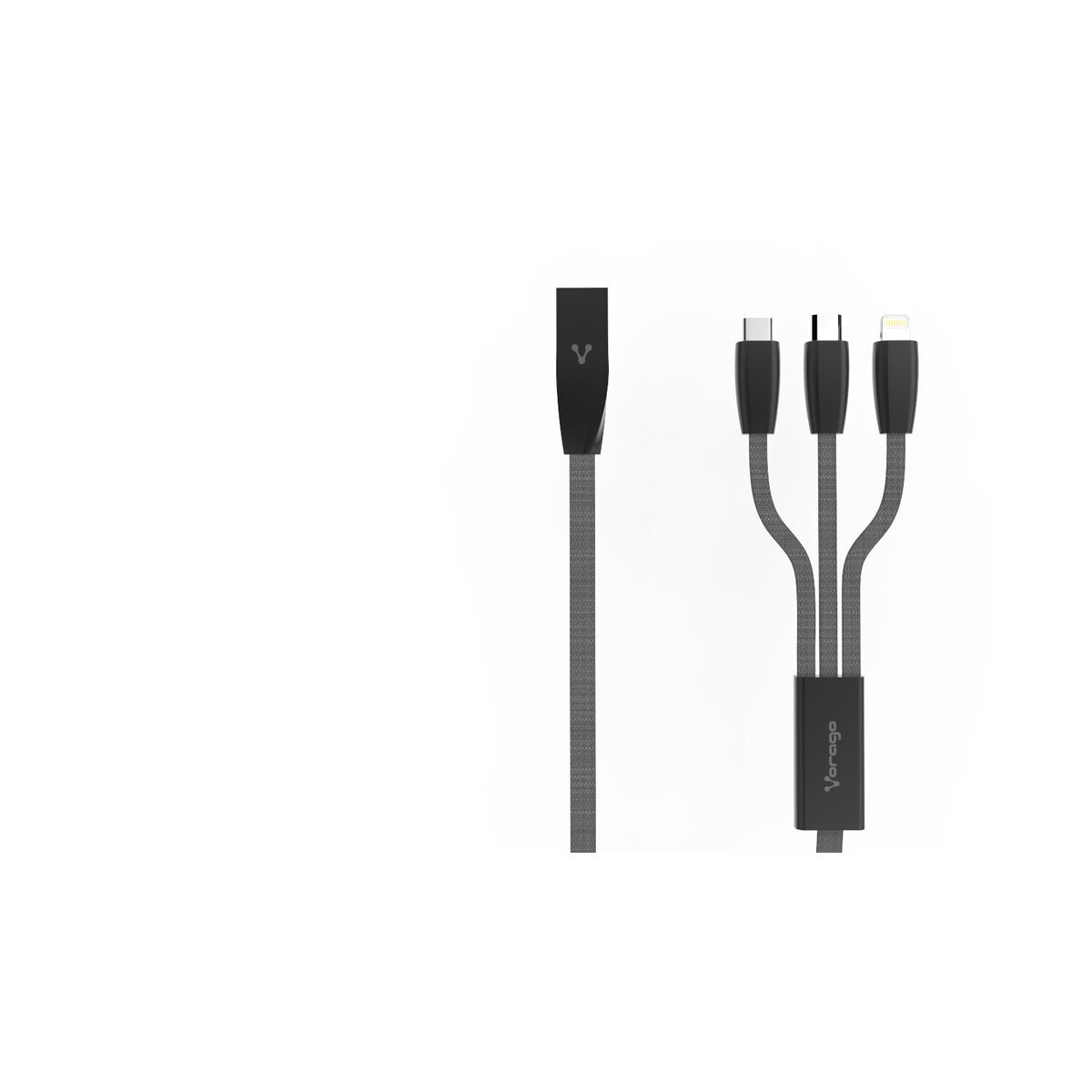 Cable Vorago Cab-300 Micro Usb/ Lightning/ Tipo C Metalico Negro