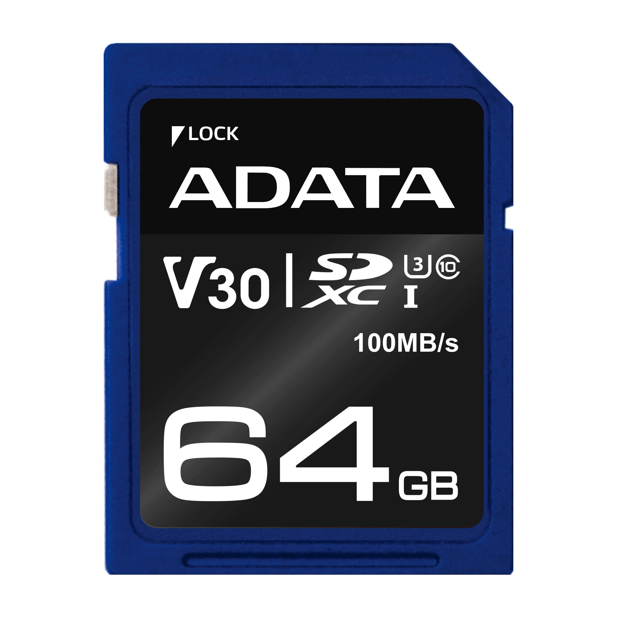 Memoria Sd Adata Sdxc Uhs-I U3 64 Gb 100 Mb/S 60 Mb/S Azul Clase 10
