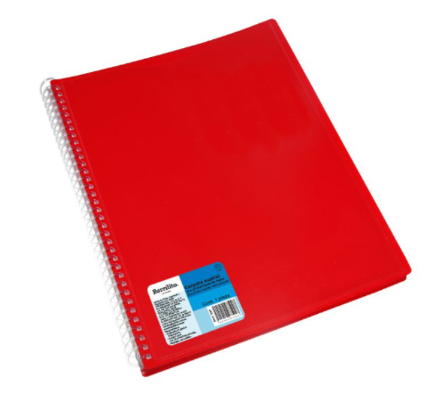 Carpeta Barrilito Espiral 20 Protectores Hoja C/12 Pzas