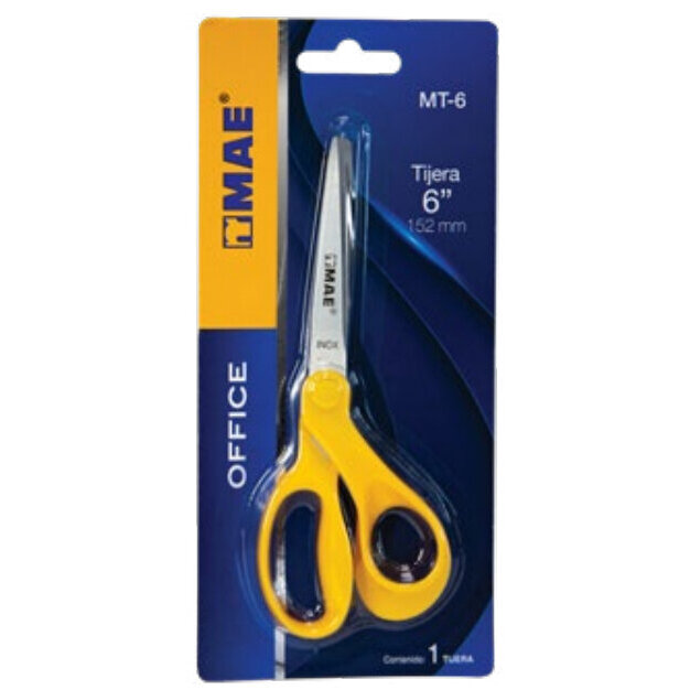 Tijera Escolar Mae Oficina 6" Paq C/12 Articulos Escolar Y Oficina