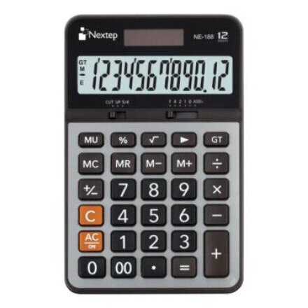 Calculadora Nextep 12 Digitos Cubierta Metalica Semiescritorio Solar
