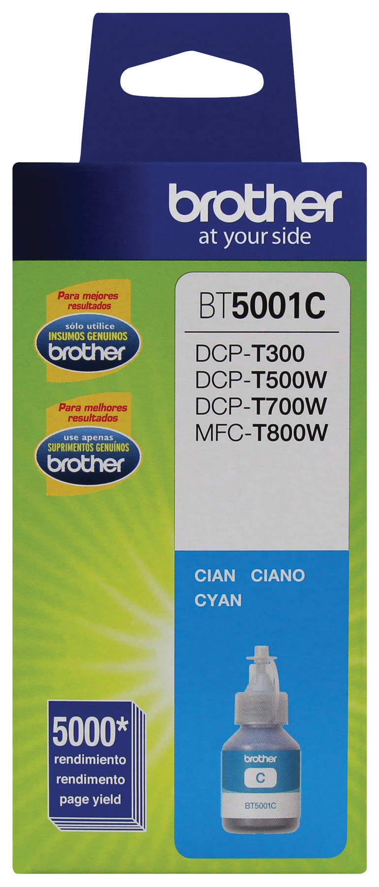 Botella De Tinta Brother Bt5001C Cyan 5,000 Paginas