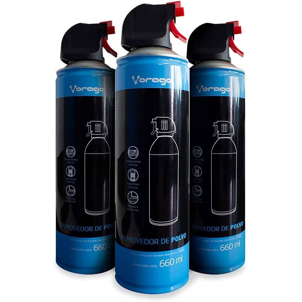 Paquete 3 Pz Aire Comprimido Removedor De Polvo Cln-300 Vorago 660Ml