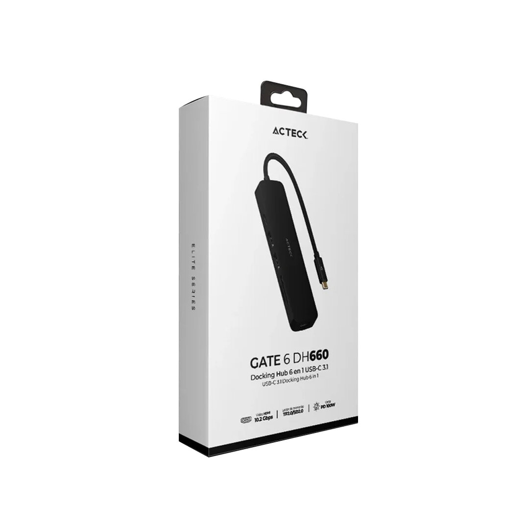 Hub Acteck Usb-C 3.2 Macho 1X Usb A 3.0 1X Usb A 2.0 1X Sd 1X Hdmi Negro Ac-934619