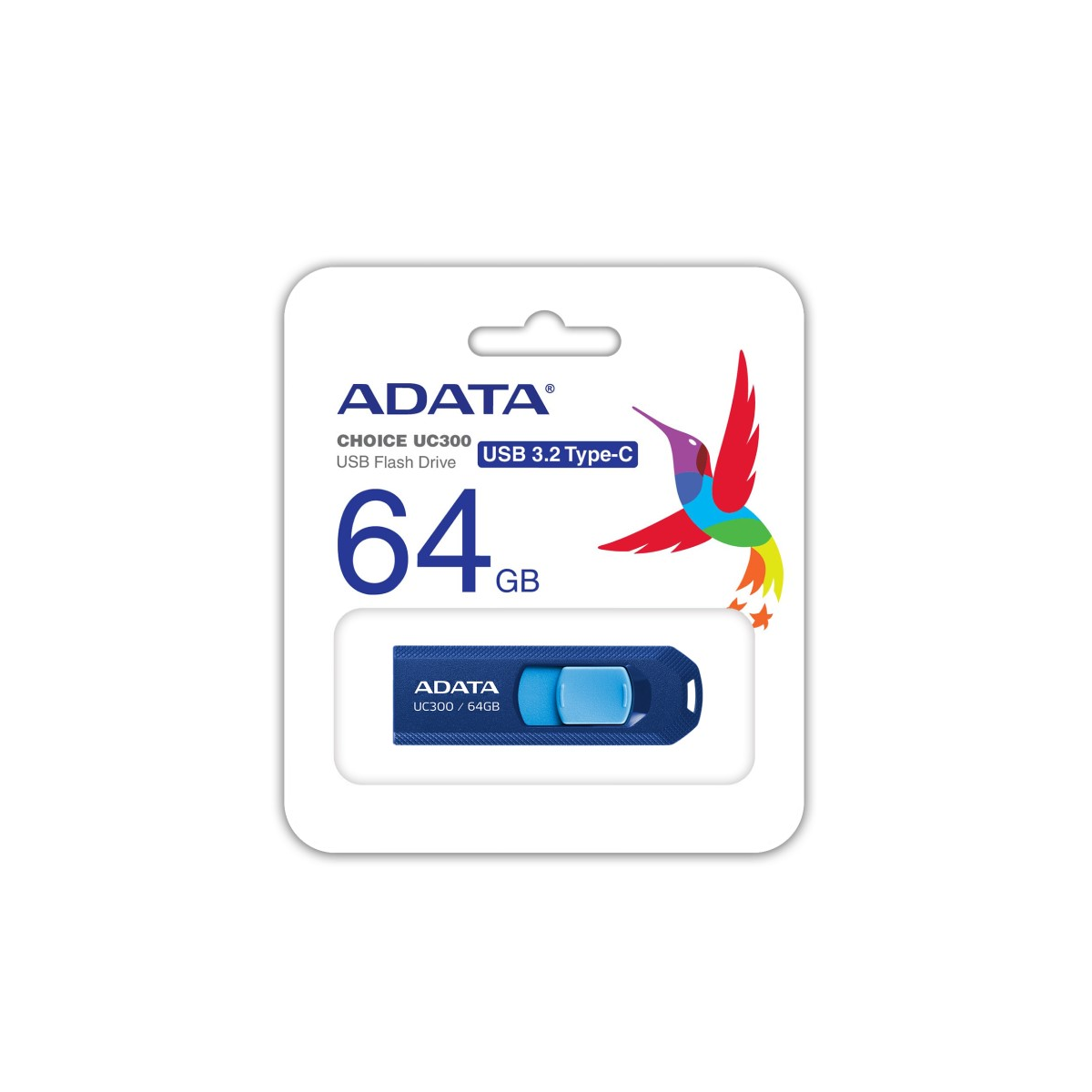 Memoria Usb-C Adata Acho-Uc300-64G-Rnb/Bu 64Gb Lectura 100Mb/S Azul