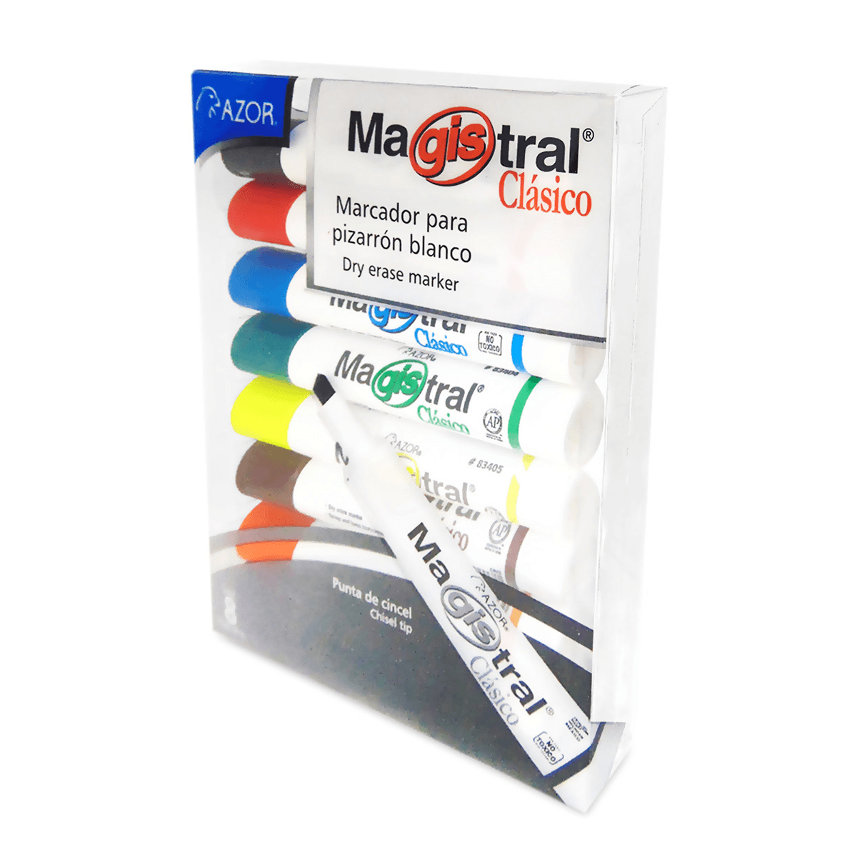 Marcador Azor Magistral Clasico De Punta Cincel Multicolor 8 Piezas 301.83478