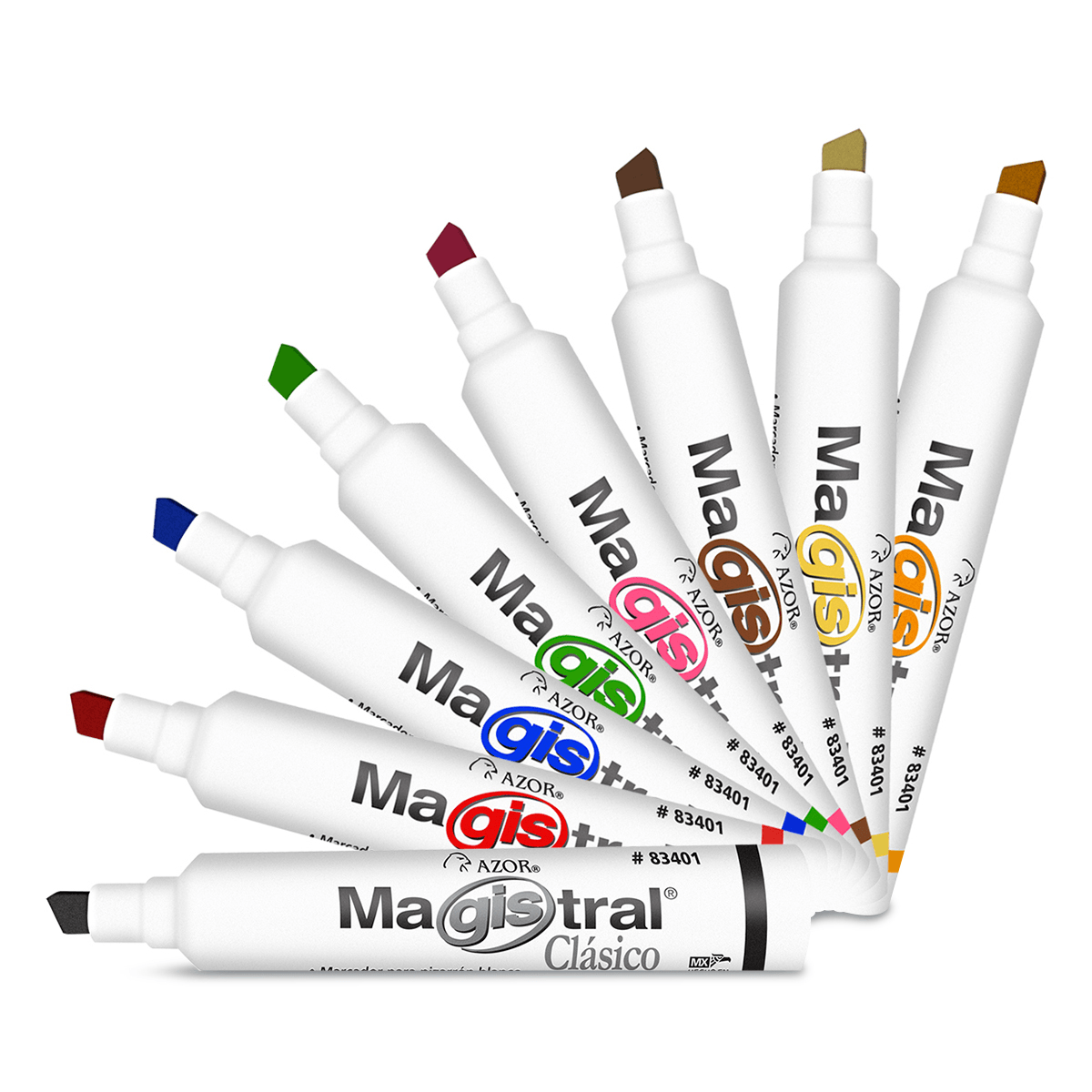 Marcador Azor Magistral Clasico De Punta Cincel Multicolor 8 Piezas 301.83478
