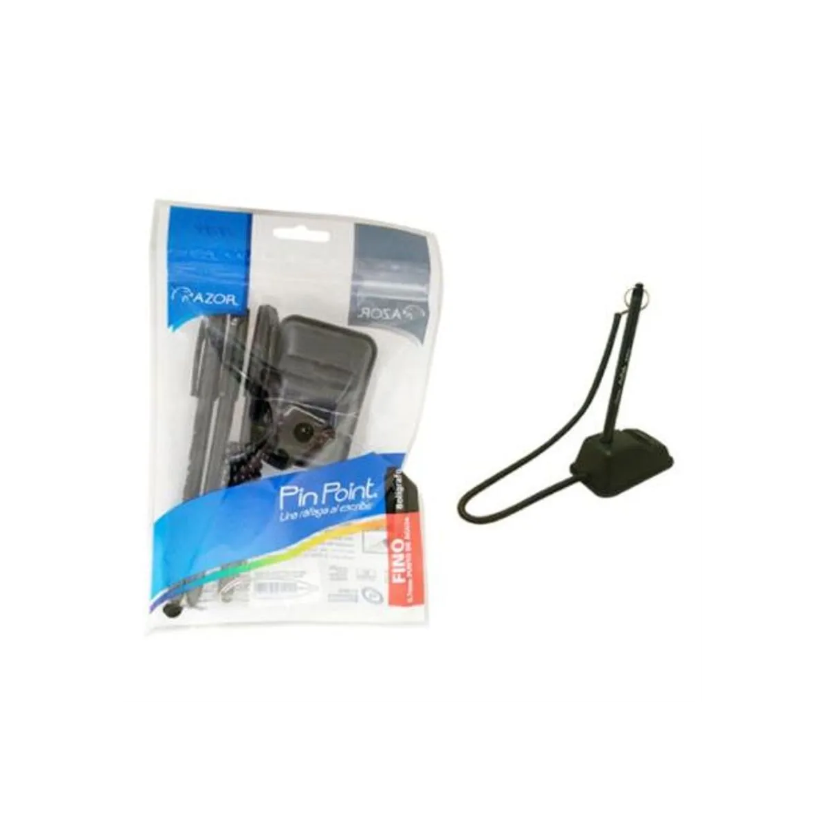 Bolígrafo Azor Pin Point Redondo 0.7Mm 3 Piezas Negro Incluye Holder 6806N