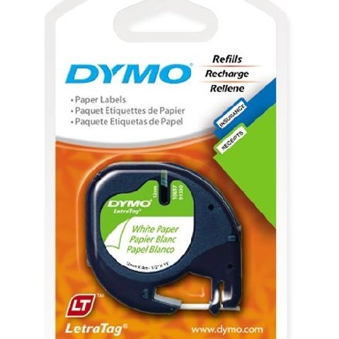 Cinta Etiquetadora Dymo Letratag Negro Sobre Blanco Papel