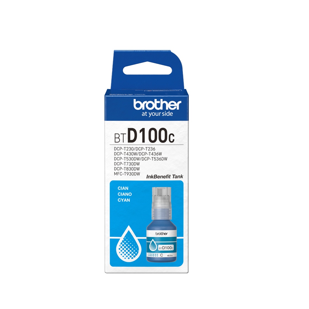 Botella De Tinta Brother Cian Alto Rendimiento Para Mfc-T930Dw Dcp-T830Dw Btd100C