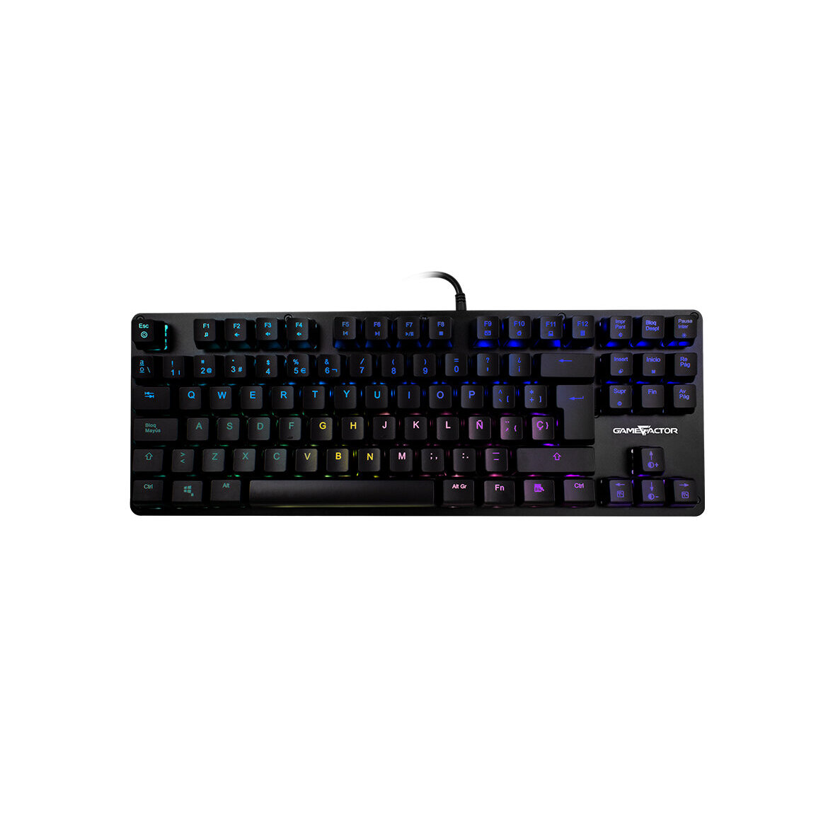 Teclado Gamer Mecanico Tkl Game Factor Kbg500 Rgb Tenkeyless Rojo