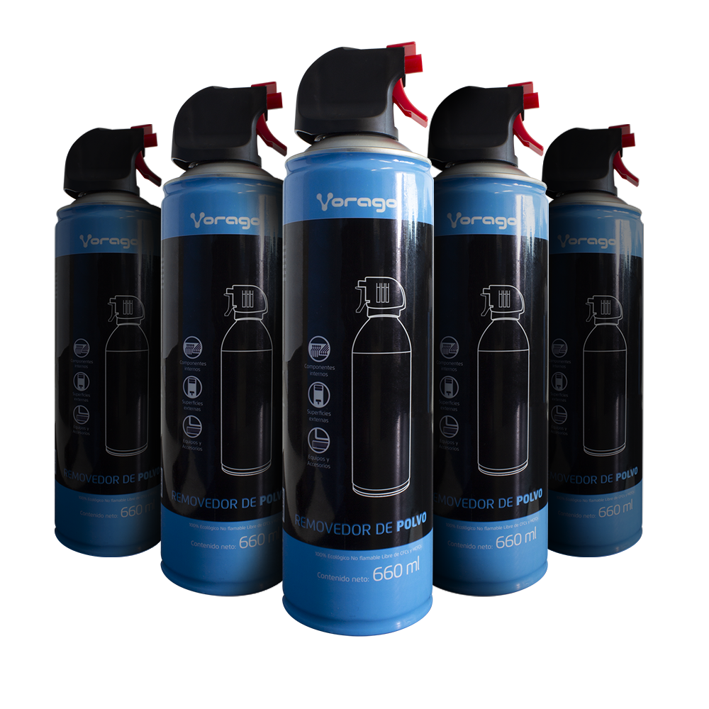 Paquete 5 Pz Aire Comprimido Removedor De Polvo Cln-300 Vorago 660Ml