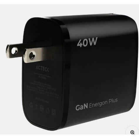 Cargador De Pared Rapida Energon Plus Acteck CP440 40W 2X Usb-C PD + 1X Usb-A Elite Negro Ac-935562