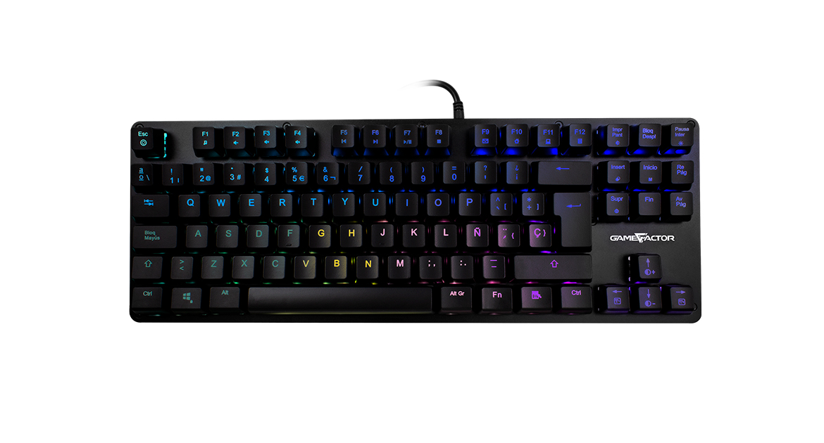 Teclado Mecanico Gamer GameFactor Tkl  Kbg500 Rgb Tenkeyless Azul