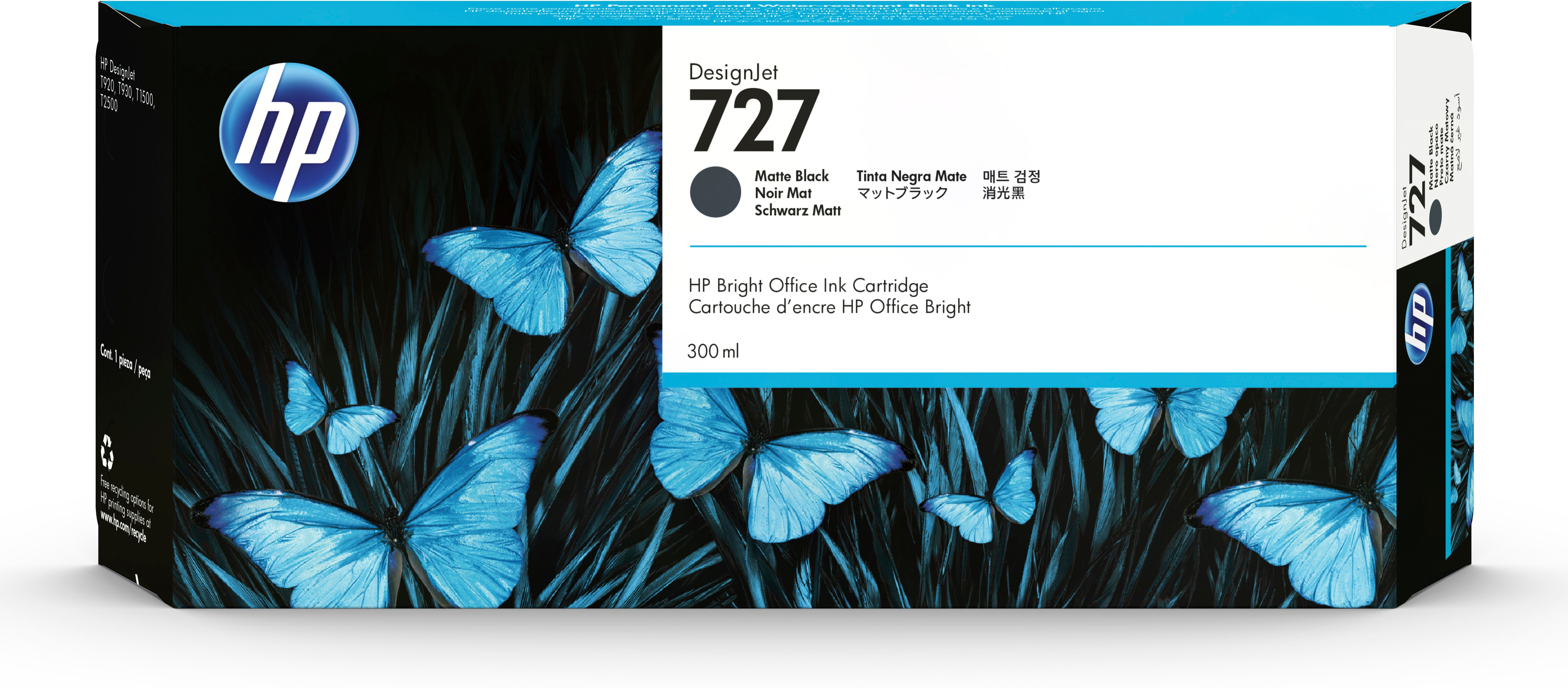 Cartucho Hp 727 Negra Mate P/Designjet 130 Ml C1Q12A