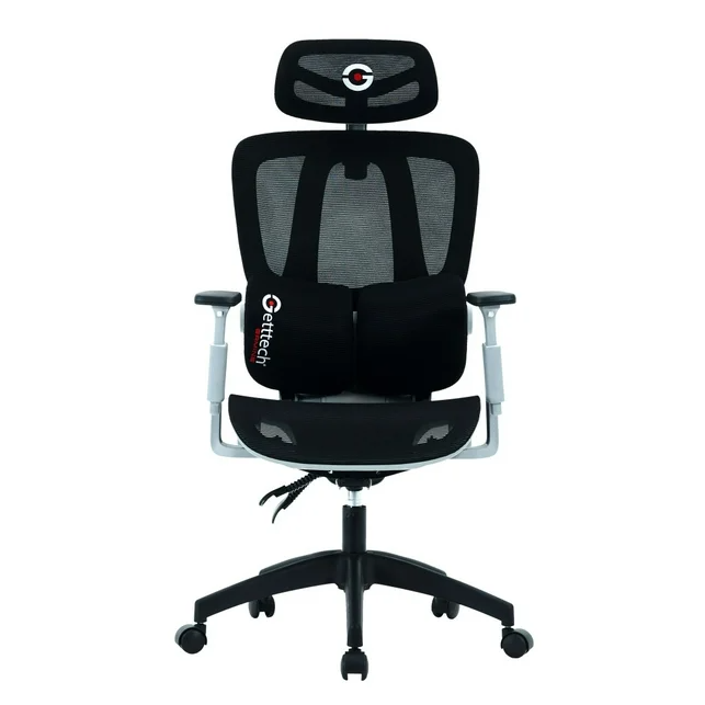 Silla Gamer Getttech Gar-Ergme-G1 Soporte Lumbar Malla Ergonomica Negro/Gris Gar-Ergme-G1