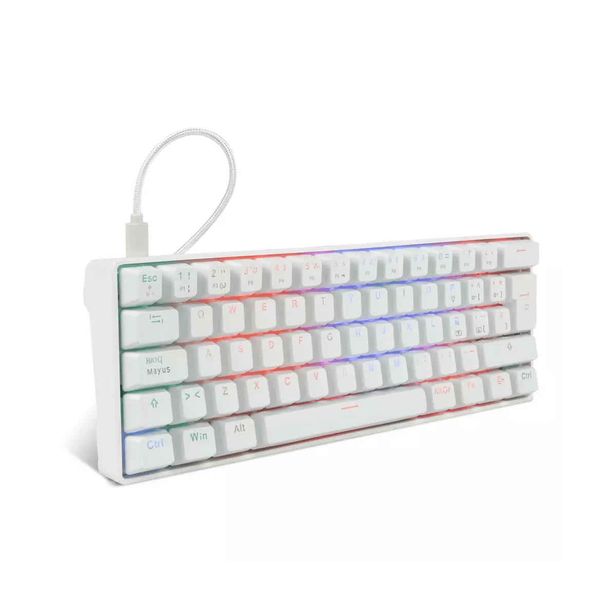 Teclado Gamer Game Factor Kbg560 Rgb Mecánico Switch Red Alámbrico Blanco (Español) Kbg560-Wh-Rd