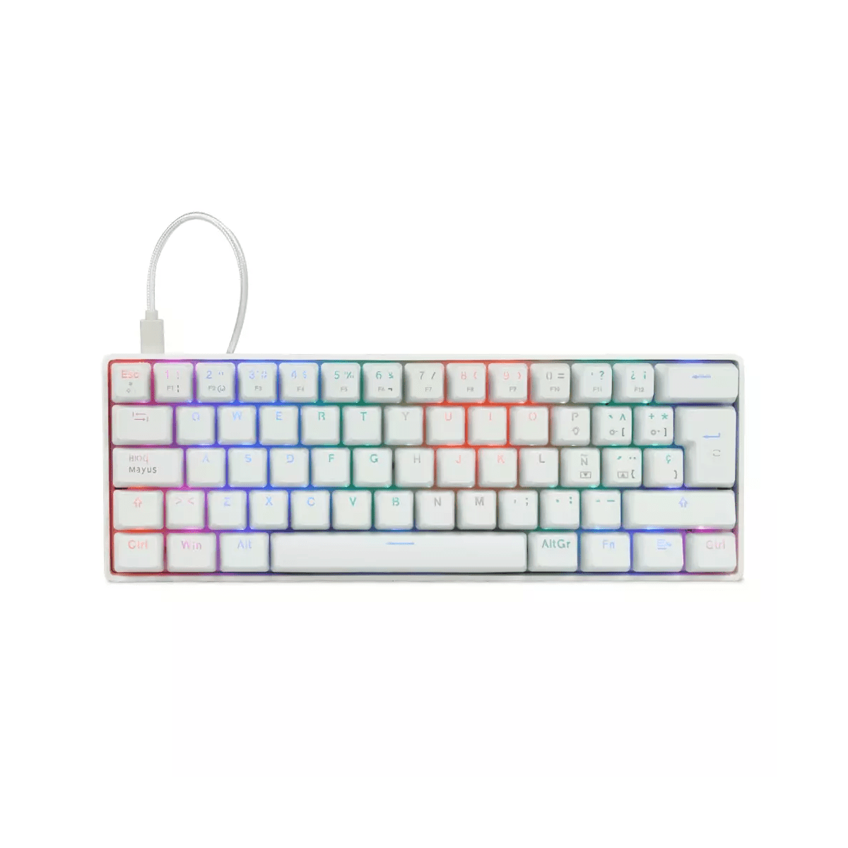 Teclado Gamer Game Factor Kbg560 Rgb Mecánico Switch Red Alámbrico Blanco (Español) Kbg560-Wh-Rd