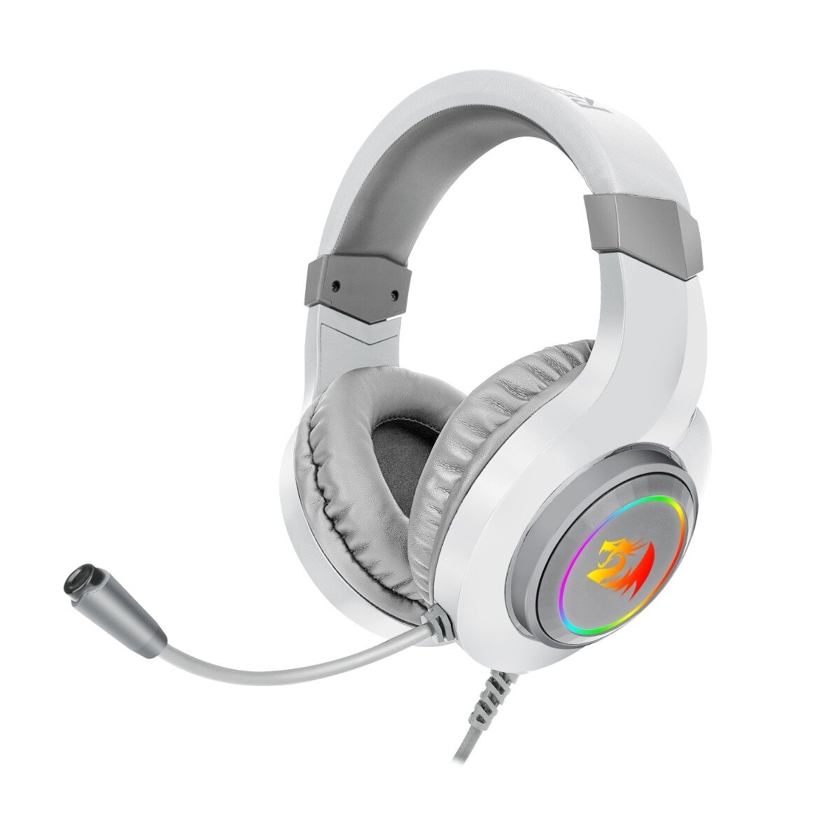 Diadema Gamer Redragon Hylas Blanco Rgb Sonido Stereo 3.5 Mm Usb Para Iluminación Rgb
