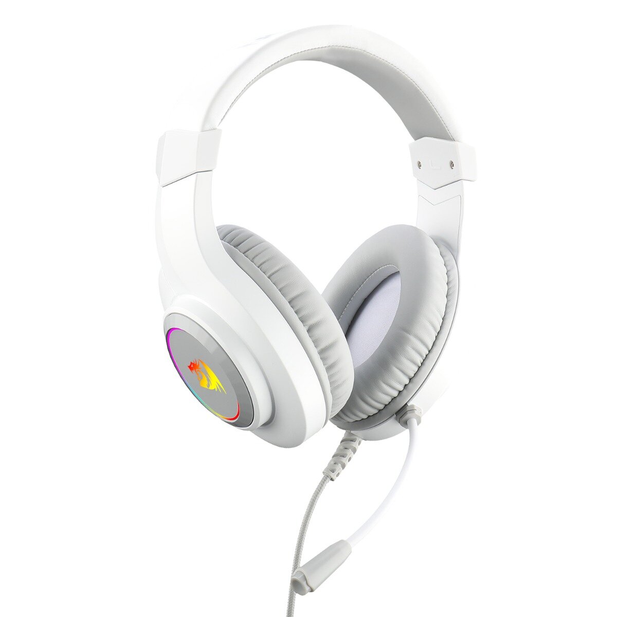 Diadema Gamer Redragon Hylas Blanco Rgb Sonido Stereo 3.5 Mm Usb Para Iluminación Rgb